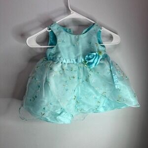 Youngland Bebe Aqua Blue Embroidered Flower Dress 18M Special Occasion